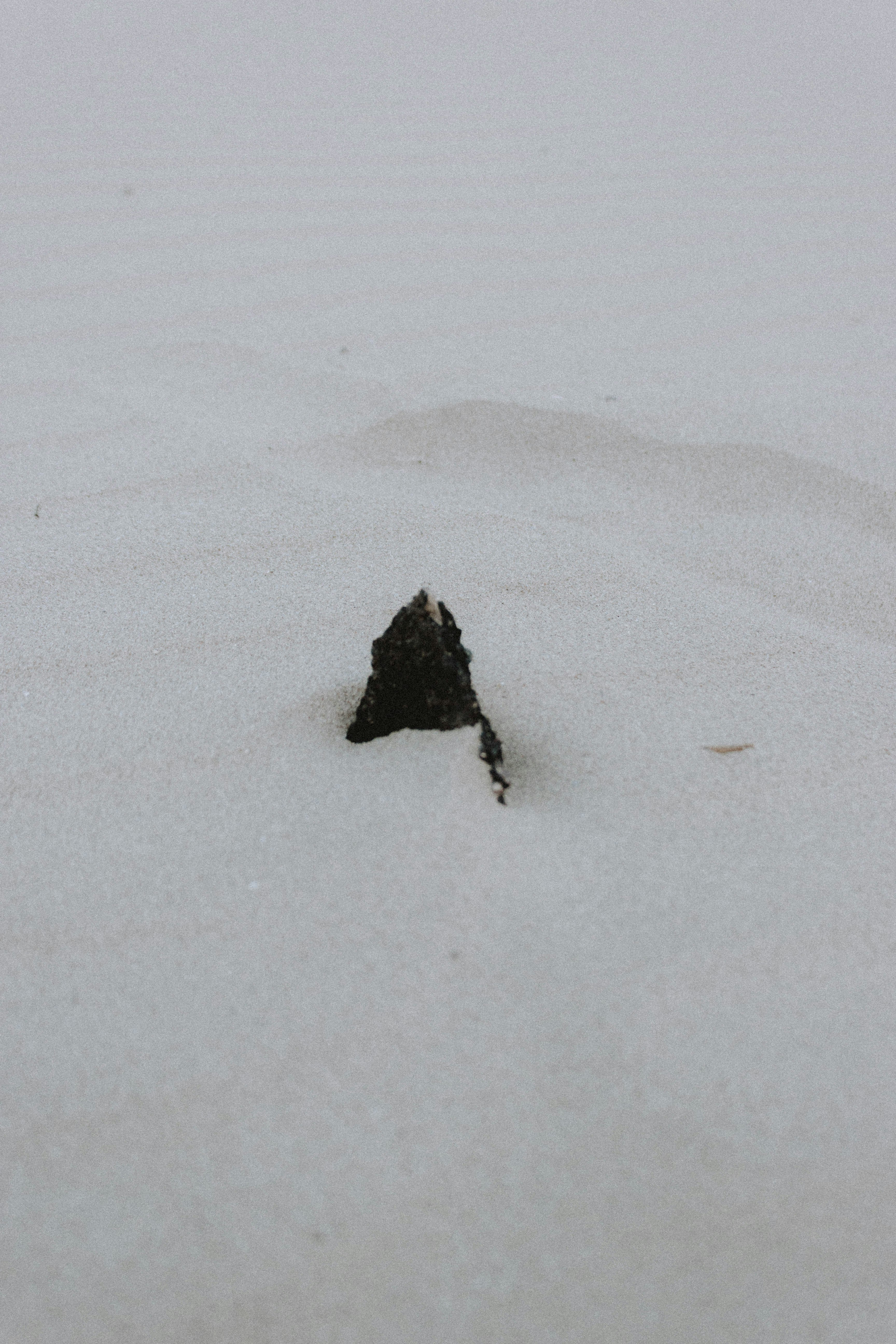 black rock on white snow